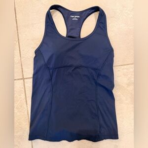 Tory Sport Navy Racerback Performance Tank With Built in Bra